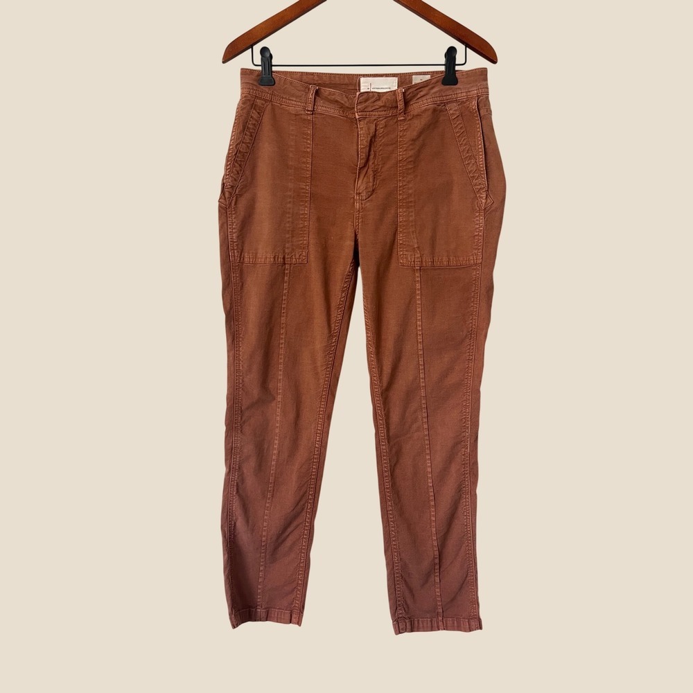 Anthropologie The Wanderer Utility Slim Tapered Pants Rust Brown Size 28